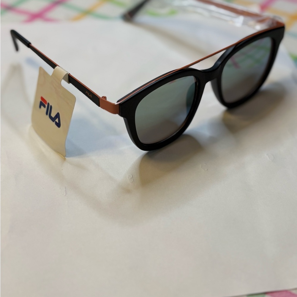 FILA Sunglasses SF9335 U28A Black-Orange/Mirrored Green 52 mm Non-Polarized - Picture 2 of 3